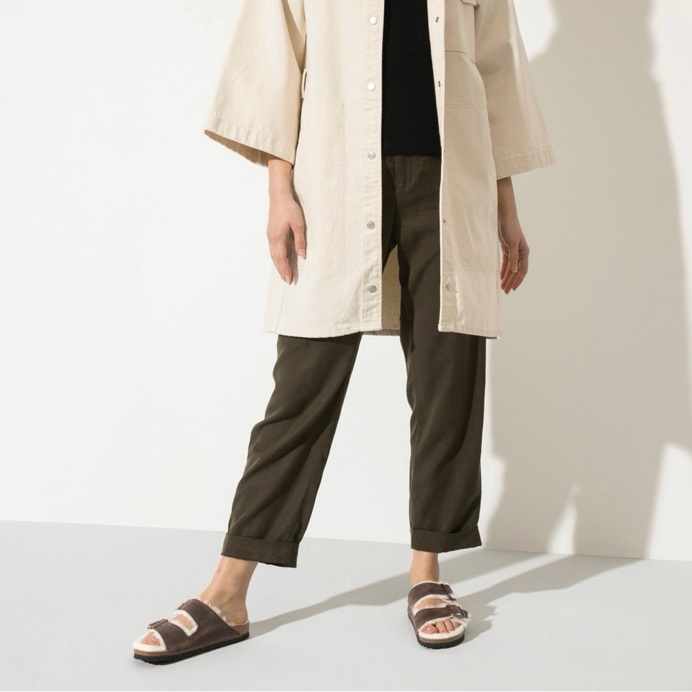 NEW Birkenstock Arizona Shearling Sandal Habana & Natural Oiled Leather EU 36